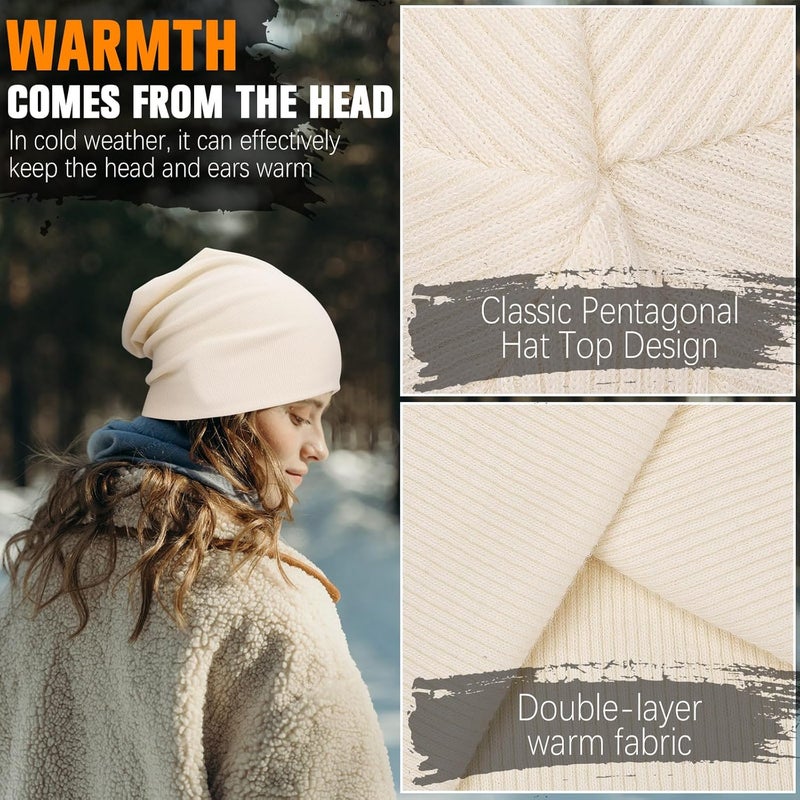 YANIKY Slouchy Beanie for Women, Mens Soft Cotton Beanie Hat, Double Layer Windproof Skull Cap for All Seasons - Image 5